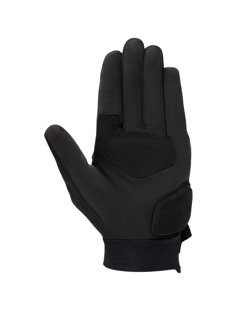 Guantes Alpinestars Stated para mujer, negros, vista de la palma con construcción de ante sintético, palma y pulgar reforzados para resistencia a la abrasión, diseño elegante de motociclismo urbano