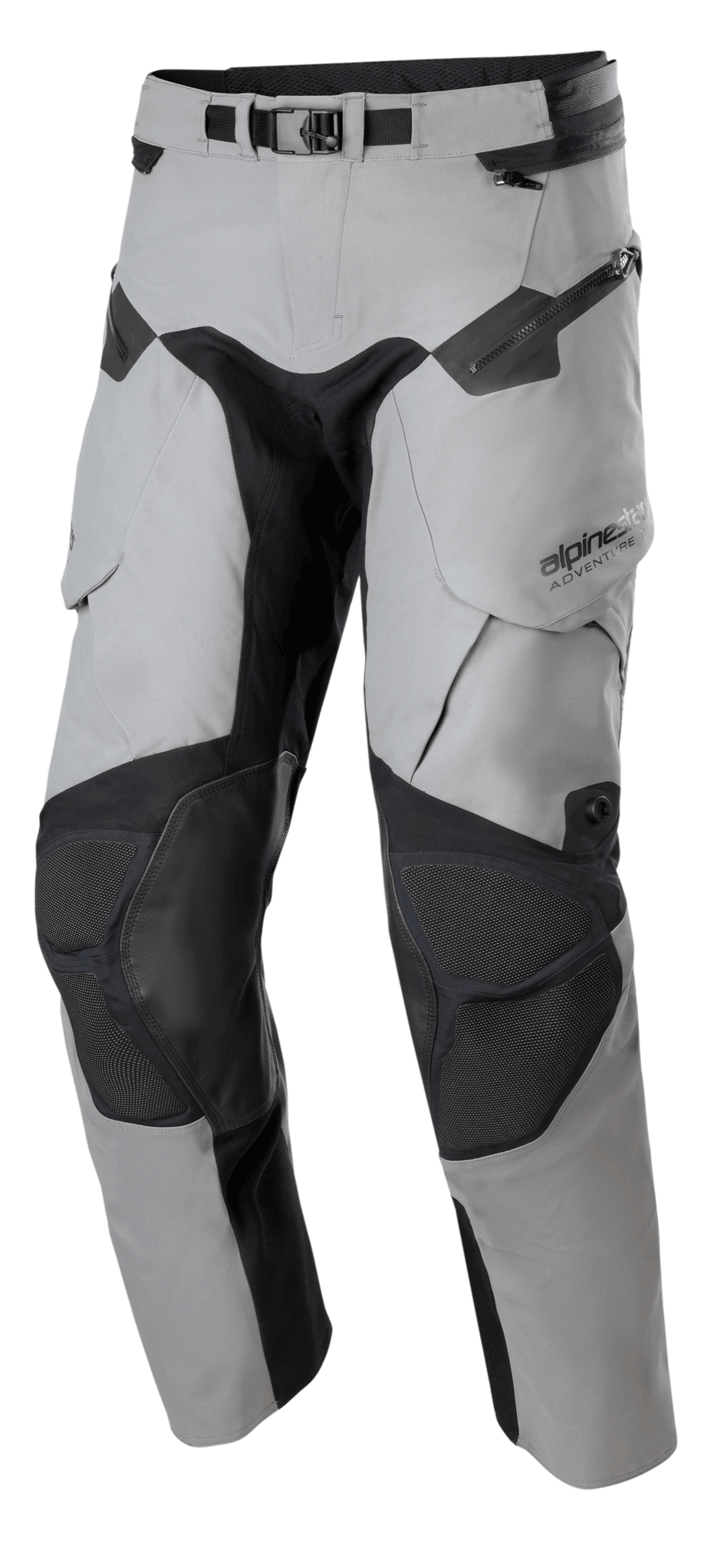 Pantalones Alpinestars Boulder 3L GORE-TEX, pantalones de moto para aventura y touring, gris oscuro y negro, con paneles reforzados de Superfabric en las rodillas, bolsillos cargo con cremallera y cinturón ajustable en la cintura, construcción impermeable duradera para conducción off-road y de aventura