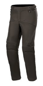 Alpinestars Stella Road Pro GORE-TEX, pantalones de moto touring para mujer, negros, tejido técnico impermeable y transpirable, rodillas articuladas con tejido acanalado reforzado, bolsillos con cremallera en la cadera y correas de cintura ajustables