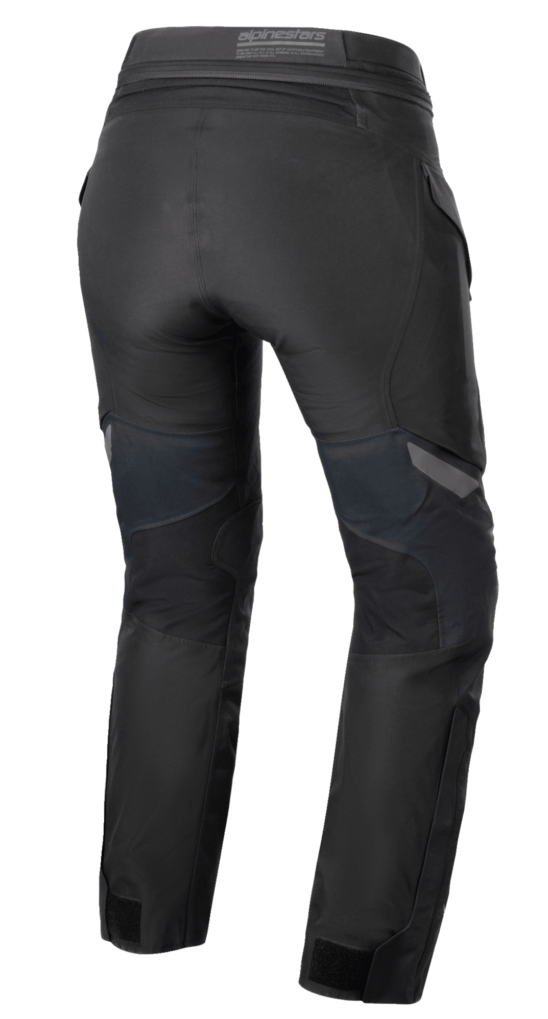 Alpinestars Women Stella ST-7 2L GORE-TEX Pants, Black and Dark Gray, Rear view showing the textile adventure touring construction, back yoke, and waistband details.
