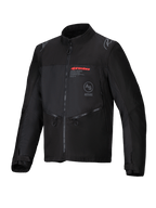 Chaqueta Alpinestars Pro-Dura, negra, chaqueta de motociclismo para todoterreno con tejido ripstop resistente, logo de Alpinestars rojo en el pecho, bolsillos con cremallera inclinados y detalles del logo de la estrella en los hombros