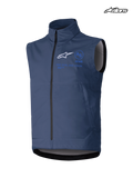 Alpinestars Chaleco Softshell Techstar, chaleco de moto para motocross de hombre, azul marino, con construcción softshell elástica cortavientos, cremallera frontal completa y gráficos de la marca, vista frontal