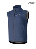 Alpinestars Chaleco Softshell Techstar, chaleco de moto para motocross de hombre, azul marino, con construcción softshell elástica cortavientos, cremallera frontal completa y gráficos de la marca, vista frontal