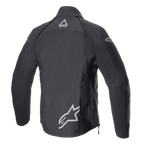 Chaqueta Techdura de Alpinestars, Black Reflex, vista trasera de chaqueta de moto textil para todoterreno, con logotipos reflectantes de Alpinestars en la parte inferior de la espalda y en la parte superior del cuello, diseño robusto para conducción de enduro y aventura