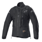 Chaqueta Alpinestars Techdura, Black Reflex, chaqueta de moto off-road con chaleco táctico integrado, vista frontal, con múltiples bolsillos utilitarios, construcción textil resistente y logotipos plateados de Alpinestars, diseñada para conducción de enduro