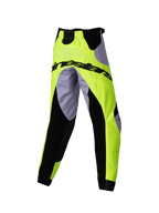Alpinestars Kids Racer Veil Pants 2025, pantalones de motocross para niños, gris y amarillo flúor, con paneles elásticos negros y el logotipo de Alpinestars en la parte trasera, diseño ergonómico deportivo para carreras off-road juveniles