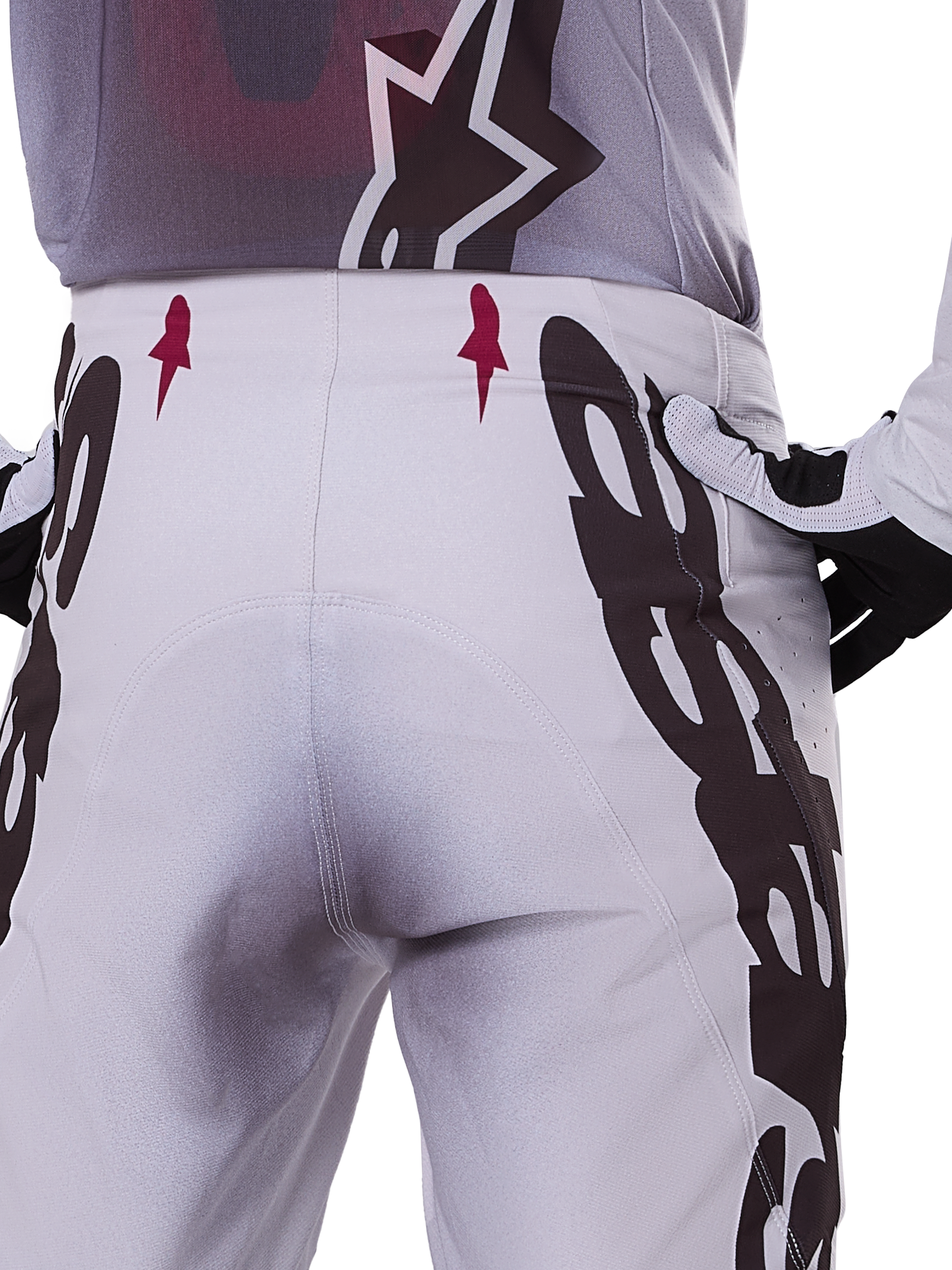 Alpinestars 2025 Supertech Maker Pants, pantalones de motocross, plata y negro, ajuste atlético con paneles de rodilla de piel de cabra y zonas Stretchnet, diseño duradero y ligero para motocross profesional