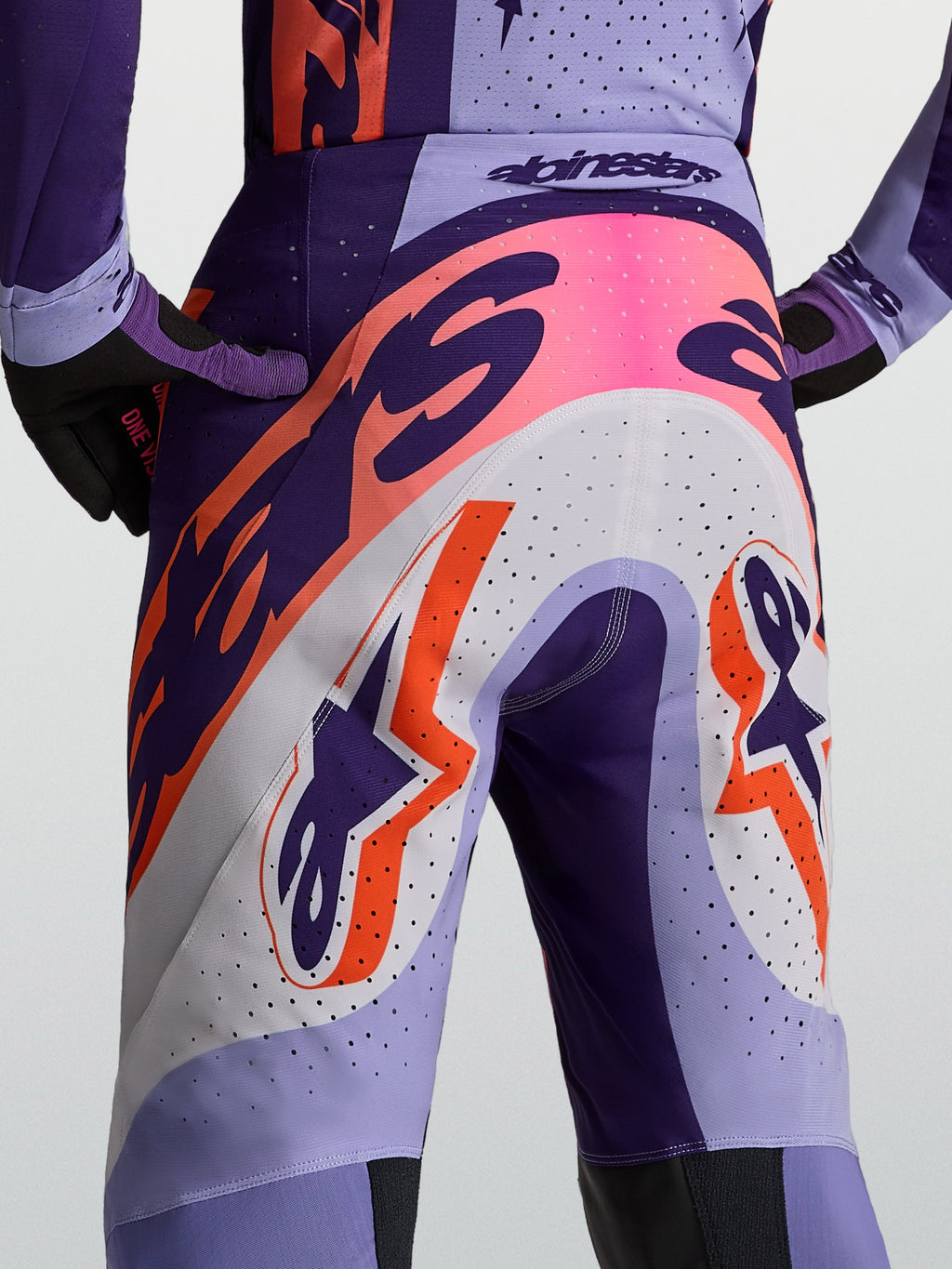 Alpinestars Pantalones Supertech Dyna, para motocross de hombre, morados y rosa fluo, con ajuste atlético ventilado