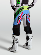Alpinestars Supertech Dyna, pantalones de motocross para hombre, lila claro y verde neón, tejido rip-stop elástico y rodillas de cuero de cabra