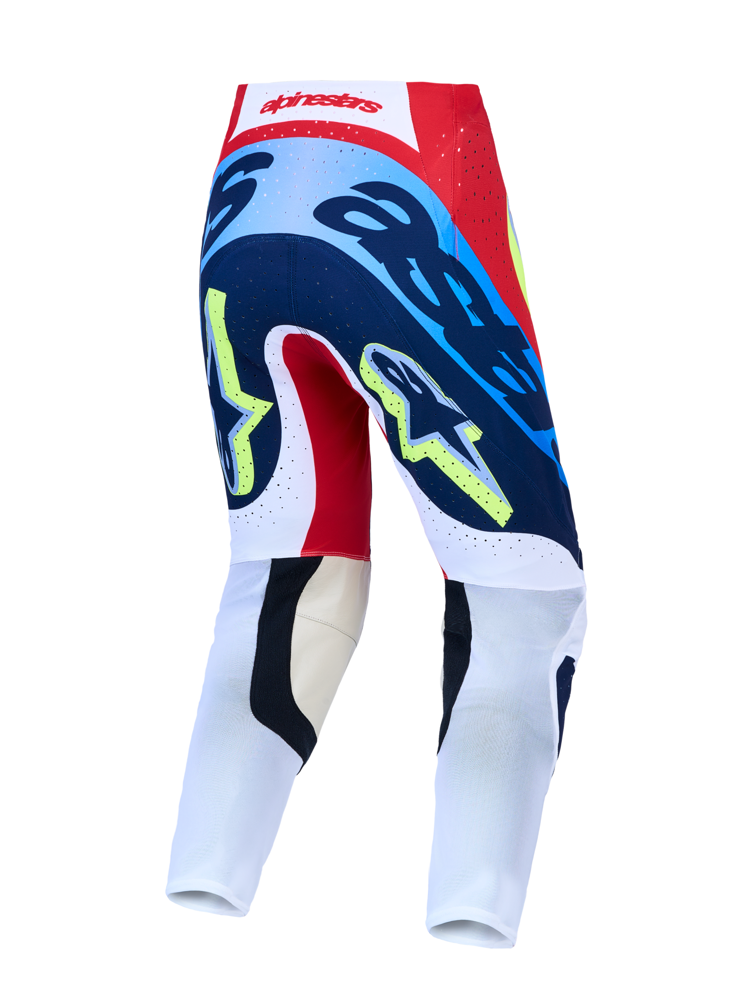 Alpinestars Supertech Dyna, pantalones de motocross de hombre, rojos y azul marino, ajuste atlético, vista trasera