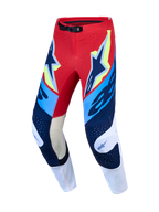 Alpinestars Supertech Dyna, pantalones de motocross para hombre, rojos, blancos y azul marino, paneles de rodilla en piel de cabra, diseño de alto rendimiento para competición