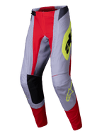 Alpinestars 2025 Techstar Melt Pants, pantalones de motocross, rojo brillante y gris con acentos en amarillo fluorescente, ajuste atlético de competición con perforaciones cortadas con láser y rodillas interiores reforzadas para rendimiento todoterreno