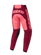Alpinestars 2026 Racer Riway Pants, Motocross Pants, Dark Red Coral, back view featuring large pink Astars branding across the seat and leg, black inner knee patches, ergonomic design for off-road performance.