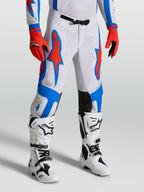 Alpinestars Pantalones Supertech Vesta, pantalones de motocross para hombre, blancos y rojos con gráficos azules, ajuste atlético racing para off-road