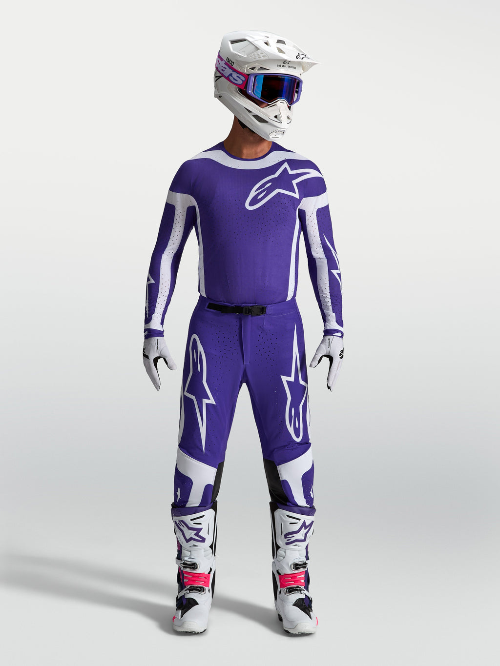 Alpinestars Pantalones Supertech Vesta, pantalones de motocross para hombre en azul profundo y blanco, con ajuste atlético y tejido rip-stop