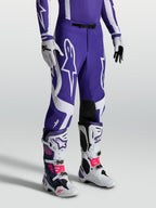 Alpinestars Supertech Vesta, pantalones de motocross para hombre, azul profundo y blanco, ajuste atlético y paneles de cuero.