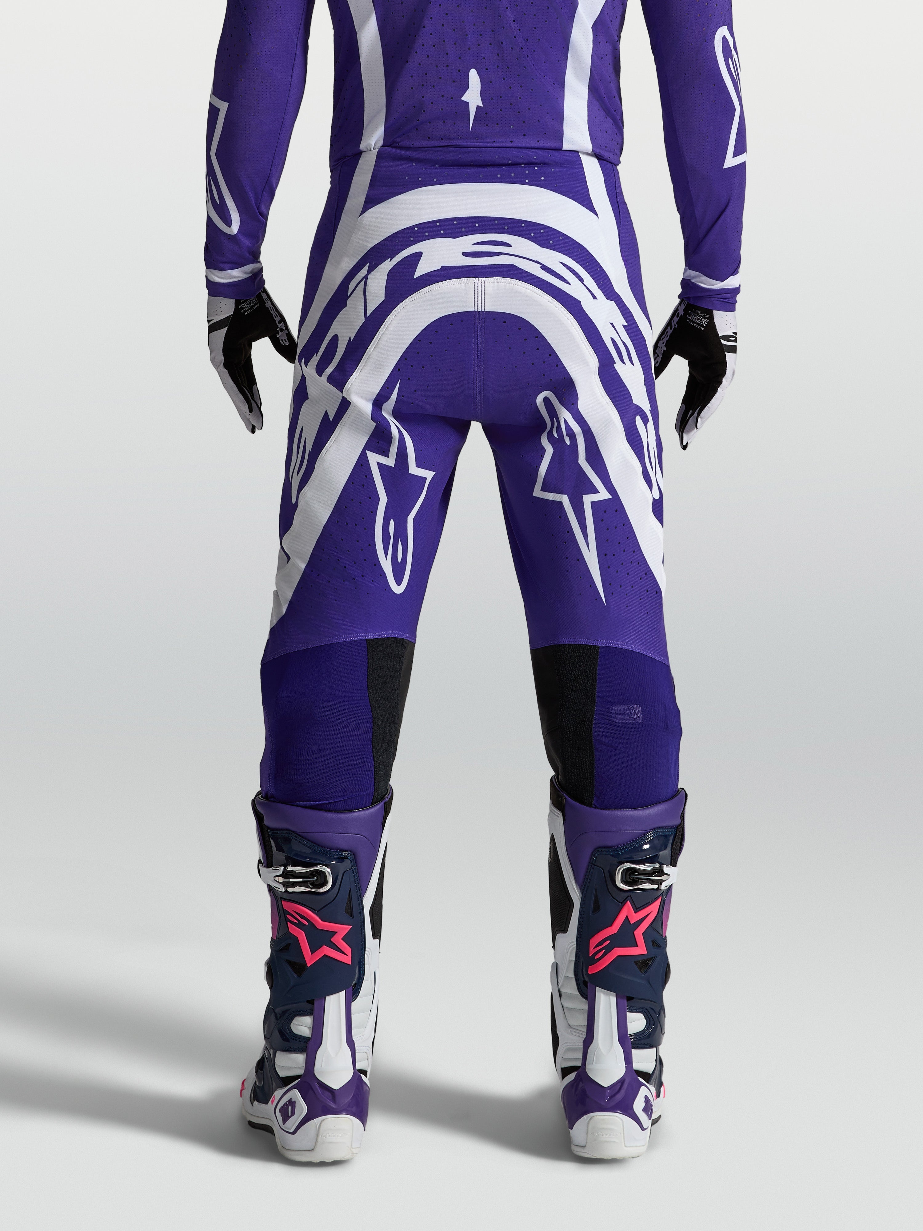 Alpinestars pantalones Supertech Vesta de motocross, hombre, azul oscuro y blanco, ajuste atlético y tejido rip-stop.