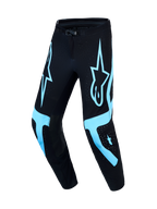 Alpinestars Supertech Vesta, pantalones de motocross para hombre, talla 32, negros y turquesa, tejido rip-stop y ajuste atlético