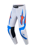 Alpinestars Supertech Vesta, pantalones de motocross para hombre, blanco, lila claro y rojo cardinal con paneles perforados.