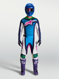 Alpinestars Techstar Maven Gear Set y pantalones Techstar Maven, conjunto de motocross para hombre, azul y blanco con detalles rosa, diseño de alto rendimiento para off-road