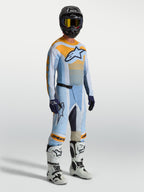 Pantalones Alpinestars Techstar Maven de motocross para hombre, azul y naranja, ajuste atlético de carreras con zonas elásticas.