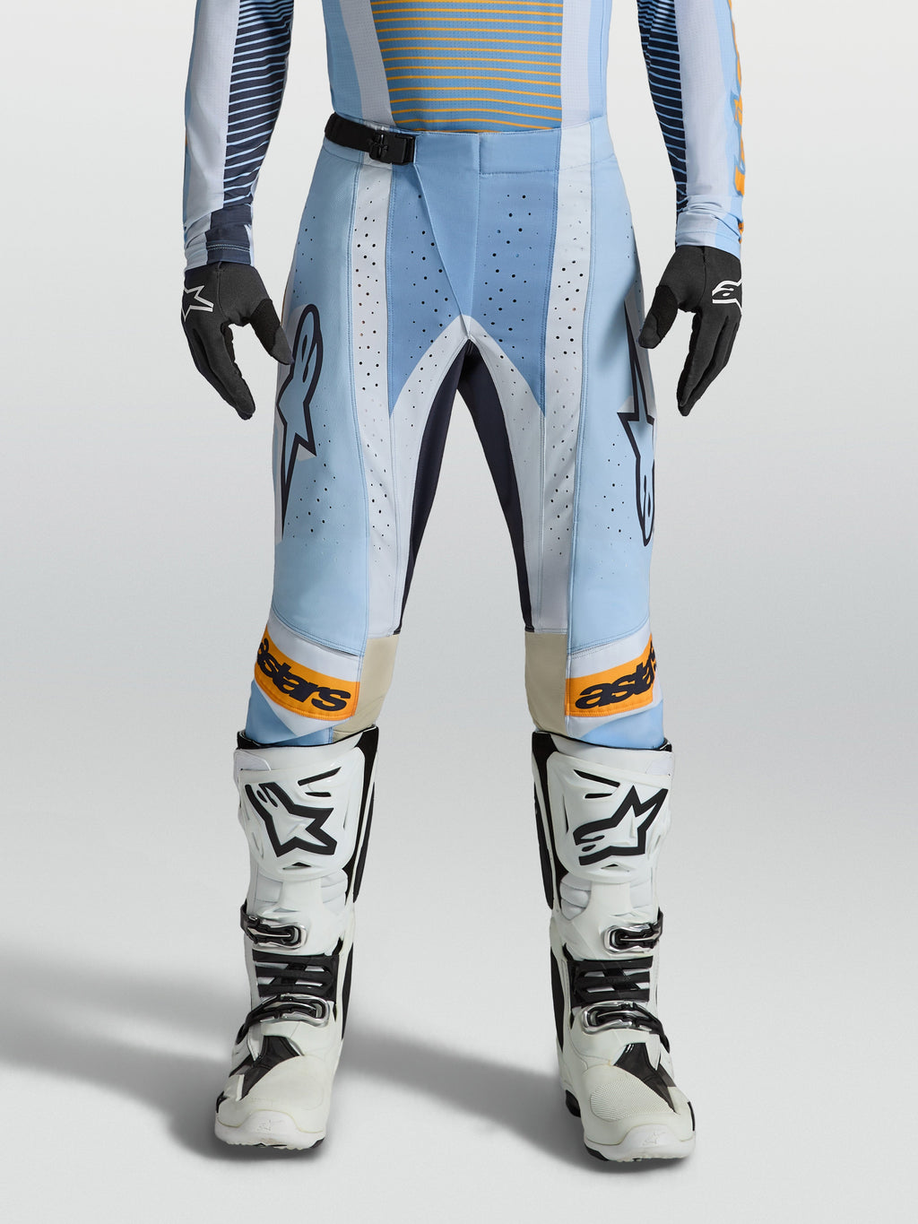 Pantalones Alpinestars Techstar Maven, equipo de motocross para hombre, azul y naranja, con ajuste de carrera ergonómico