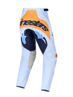 Alpinestars Pantalones Techstar Maven, pantalones de motocross para hombre, vista trasera, azul y naranja, con asiento reforzado de alta resistencia