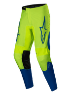 Alpinestars Pantalones Fluid Haul 2025, pantalones de motocross para hombre, amarillo flúor y azul, construcción de politejido 600D con diseño precurvado