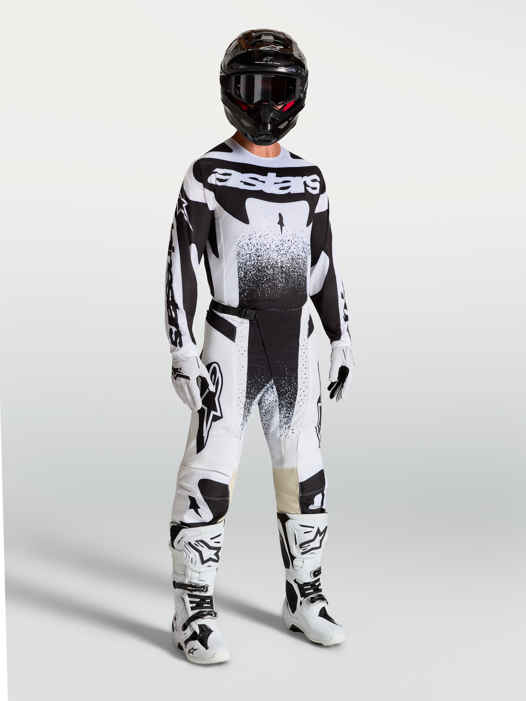 Alpinestars Techstar Swan, pantalones de motocross para hombre, negros y blancos, diseño de alto rendimiento con ajuste atlético y tejido ripstop
