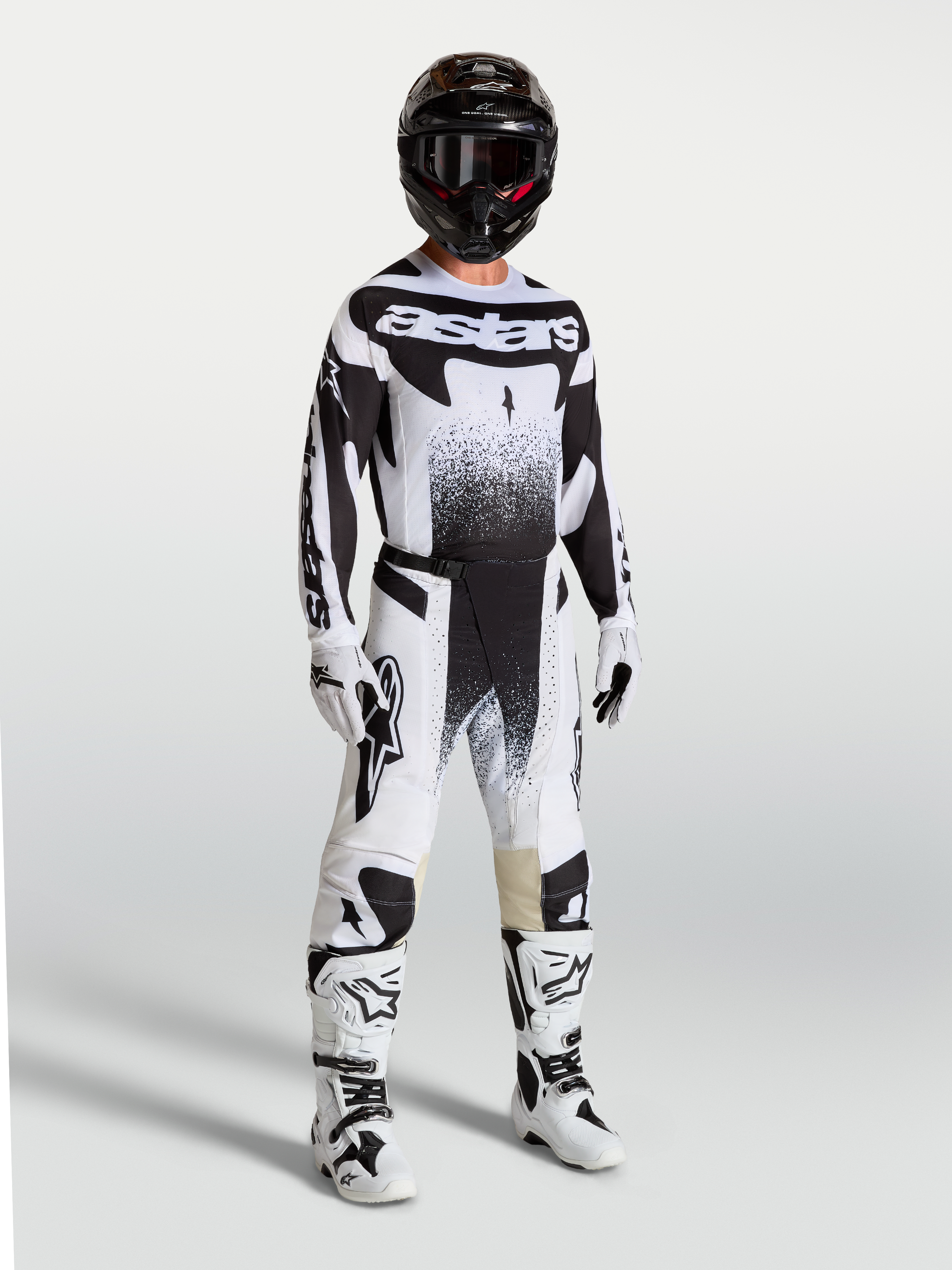 Alpinestars Techstar Swan, pantalones de motocross para hombre, negros y blancos, diseño de alto rendimiento con ajuste atlético y tejido ripstop