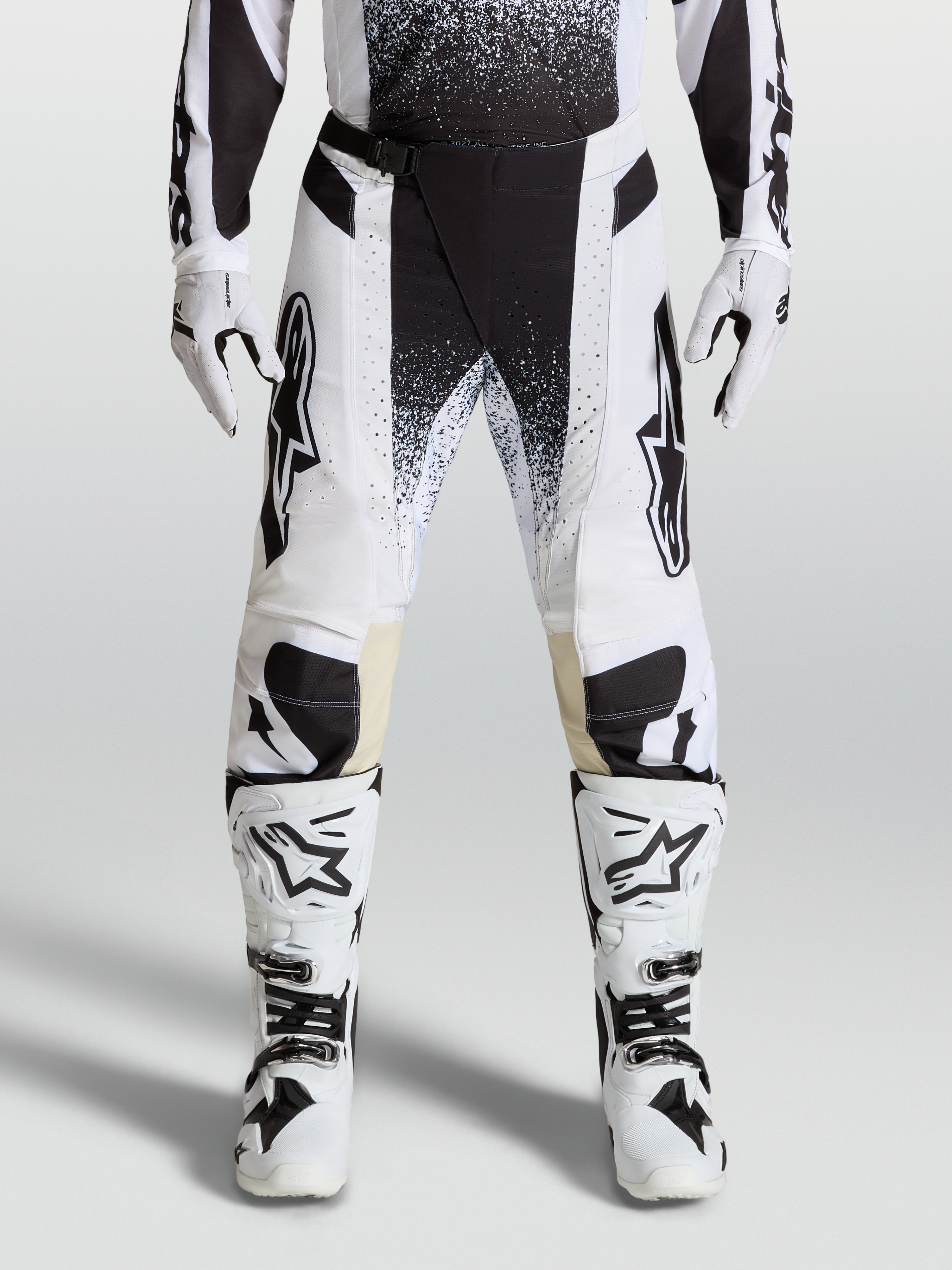 Alpinestars pantalones Techstar Swan 2027, de motocross para hombre, blancos y negros, ripstop elástico duradero.