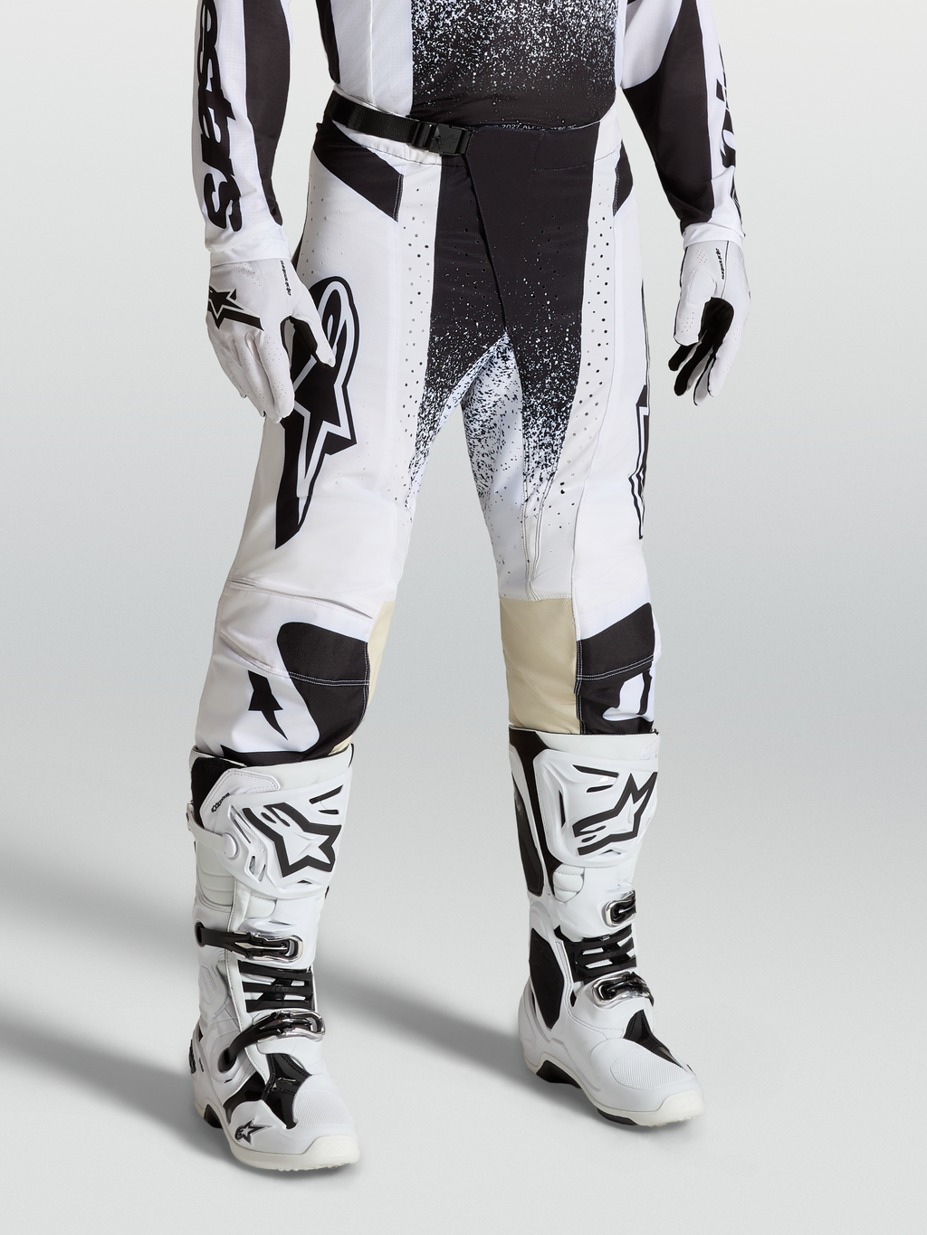 Alpinestars Pantalones Techstar Swan, pantalones de motocross para hombre, blancos y negros, diseño de alto rendimiento