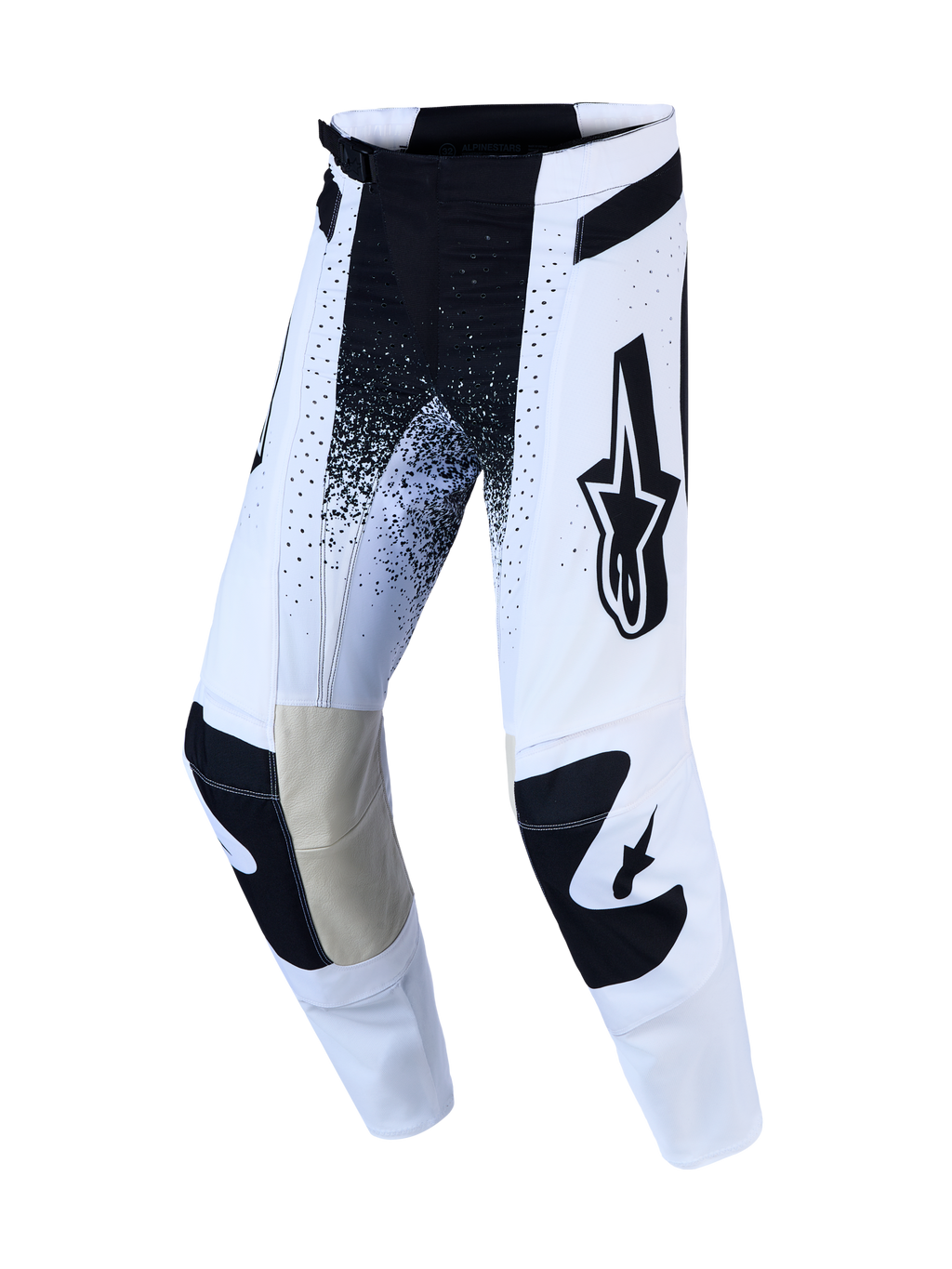 Alpinestars Pantalones Techstar Swan AND Techstar Swan Gear Set, pantalones de motocross para hombre, blancos y negros, paneles de cuero