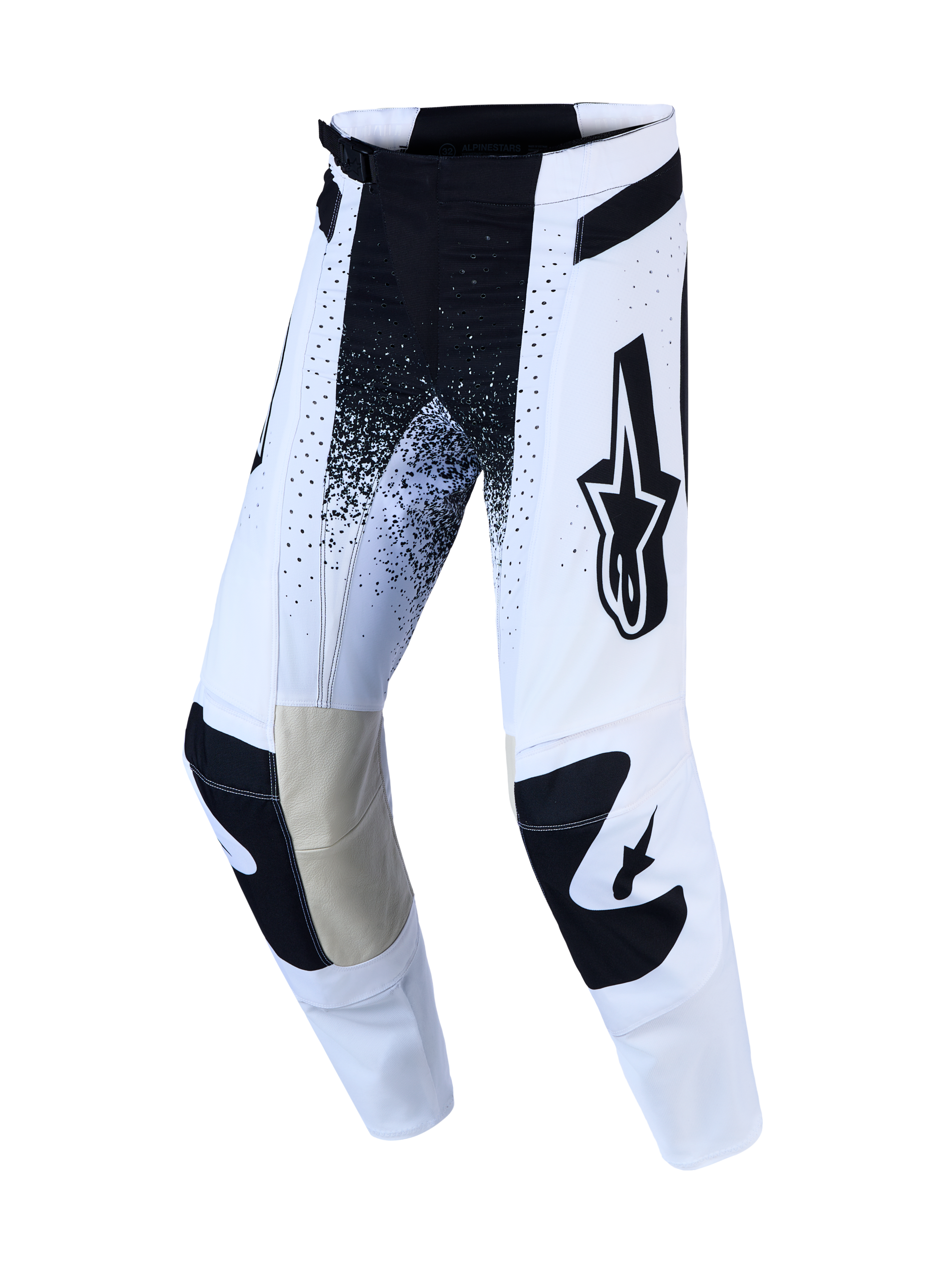 Alpinestars Pantalones Techstar Swan AND Techstar Swan Gear Set, pantalones de motocross para hombre, blancos y negros, paneles de cuero