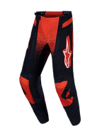 Alpinestars Techstar Swan, pantalones de motocross rojos y negros, chasis elástico y refuerzos de cuero en las rodillas