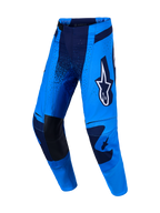 Alpinestars pantalones Techstar Swan, pantalones de motocross en azul y azul oscuro con rodillas de cuero reforzadas
