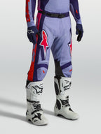 Alpinestars Pantalones Racer Air Hunt, pantalones de motocross para hombre, morados y rosa, ventilados, con botas blancas