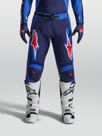 Alpinestars Racer Hunt, pantalones de motocross para hombre, azul y rojo, construcción duradera precurvada con gráficos de estrellas