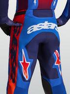 Alpinestars Pantalones Racer Hunt, pantalones de motocross de hombre, azules y rojos, con logo astars y estrellas.