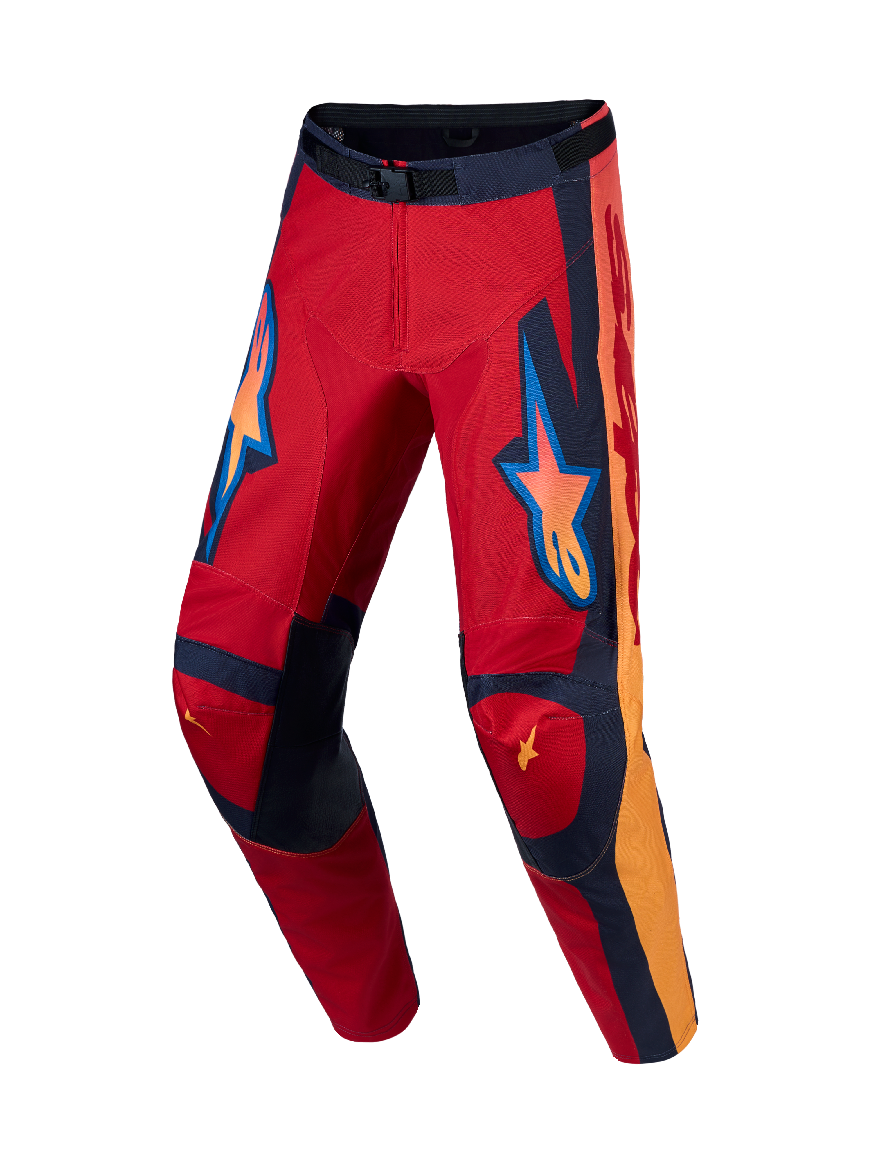 Alpinestars Racer Hunt, pantalones de motocross para hombre, rojos y coral, con diseño de pierna precurvada
