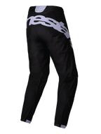 Alpinestars 2025 Racer Graphite Pants, pantalones de motocross, negro y gris, vista trasera con gran logotipo gris en el asiento, piernas precurvadas y tejido técnico duradero para carreras off-road