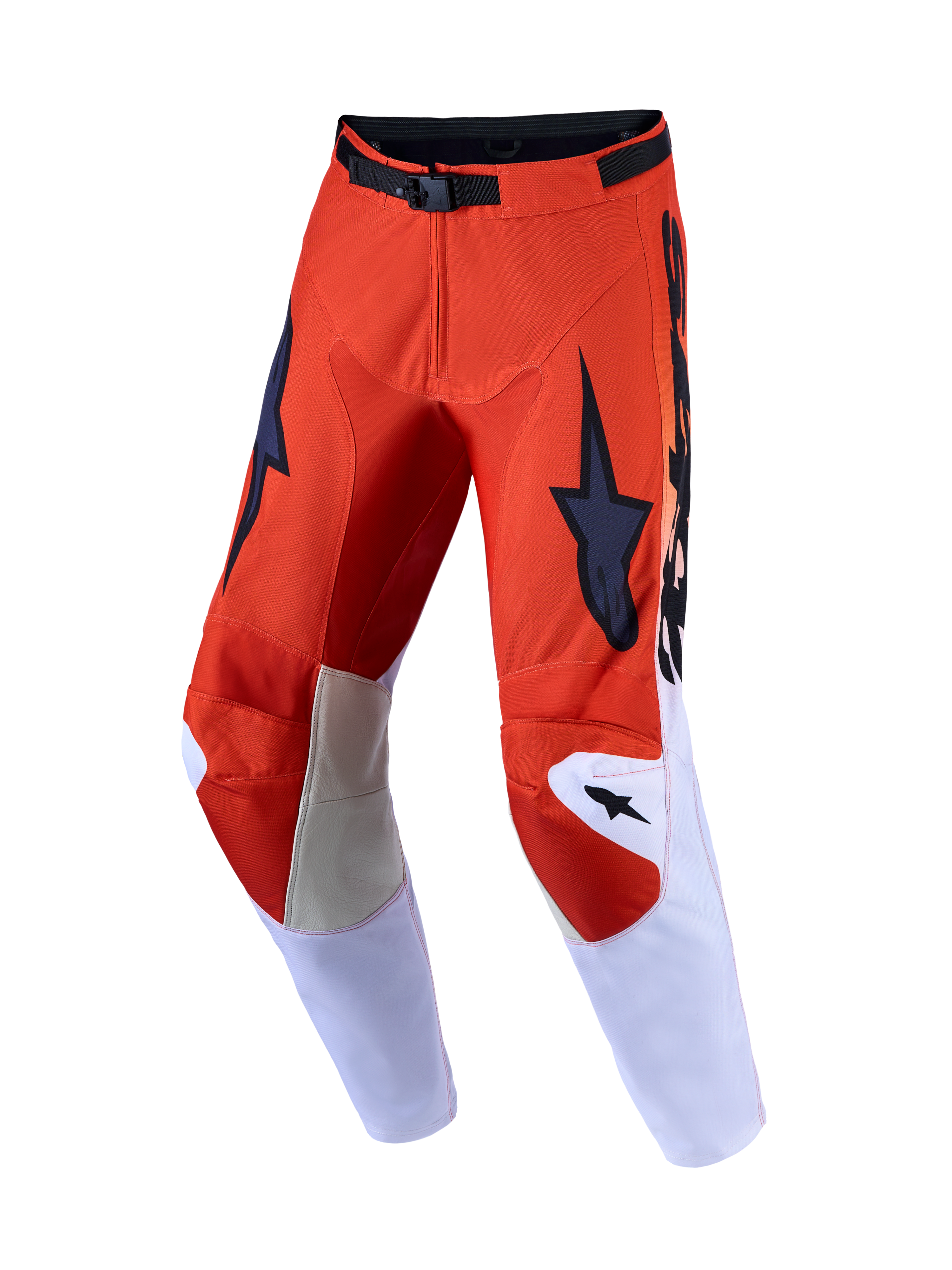 Alpinestars Racer Amber 2027, pantalones de motocross para hombre, rojo cardenal y lila claro, paneles de rodilla de cuero