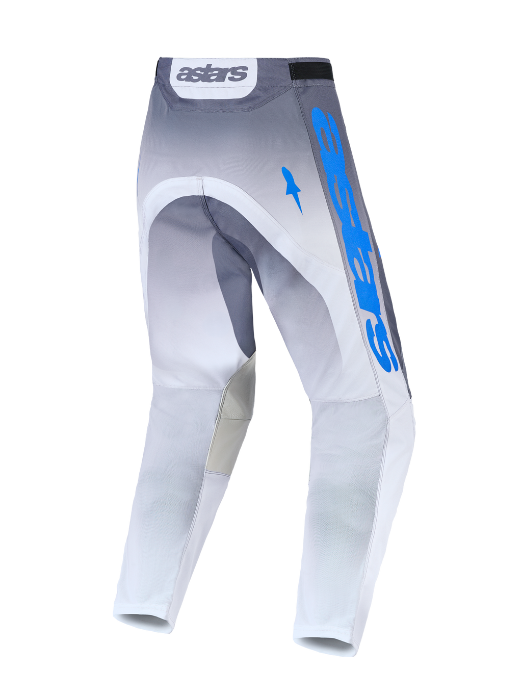 Alpinestars Racer Amber, pantalones de motocross para hombre, grises y azul UCLA, vista trasera, polietejido 600D duradero