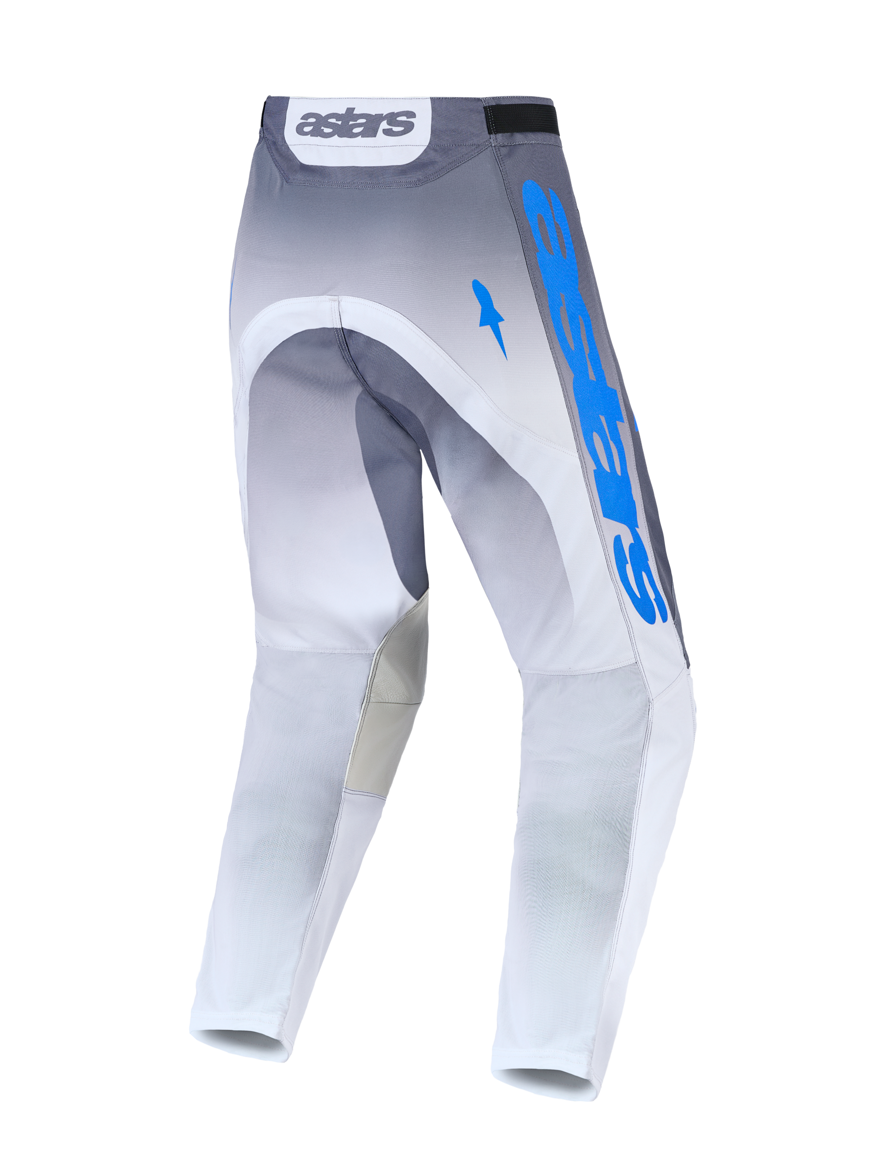 Alpinestars Racer Amber, pantalones de motocross para hombre, grises y azul UCLA, vista trasera, polietejido 600D duradero