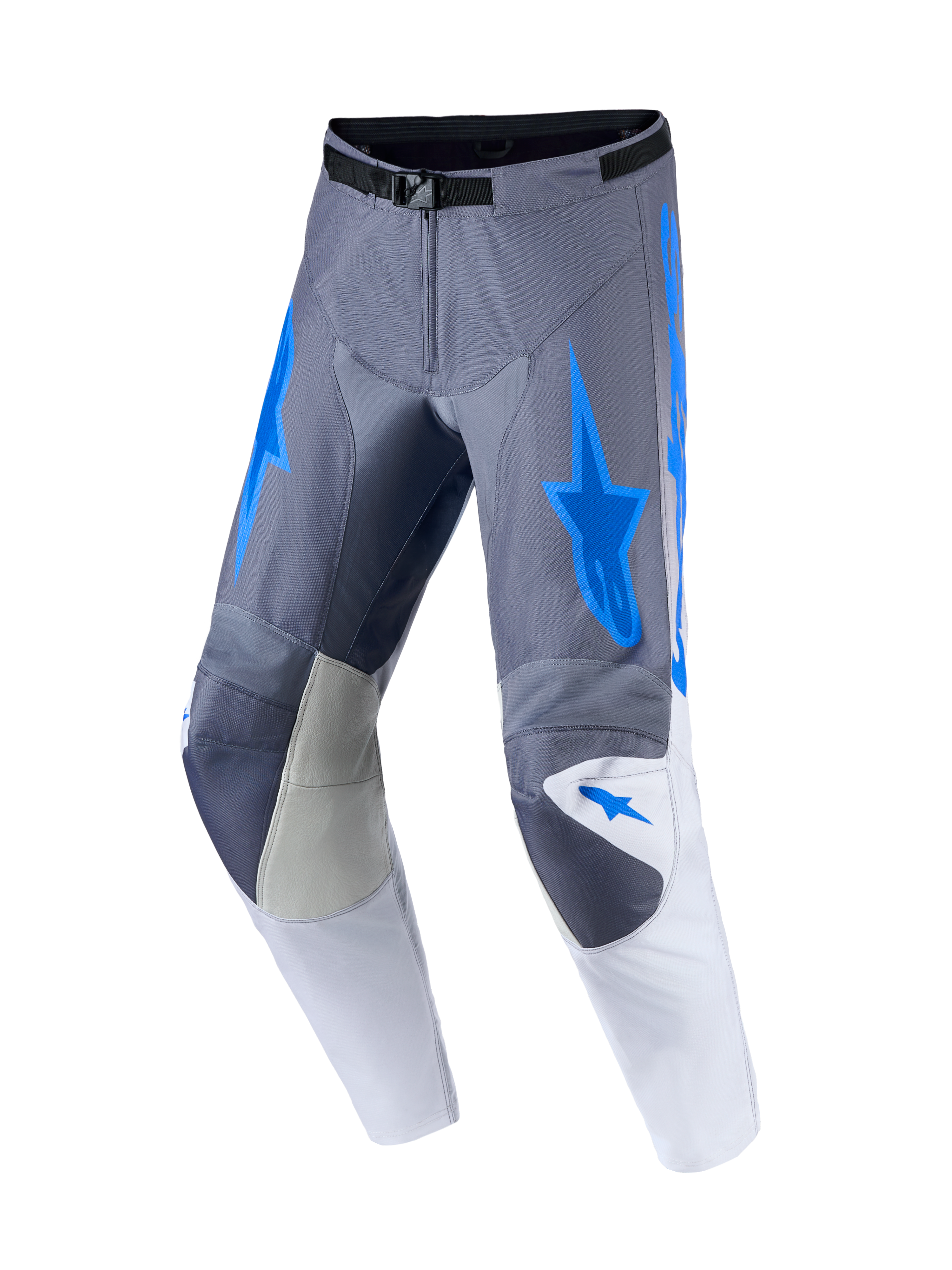 Alpinestars Racer Amber, pantalones de motocross para hombre, gris ceniza y azul con paneles de cuero reforzados