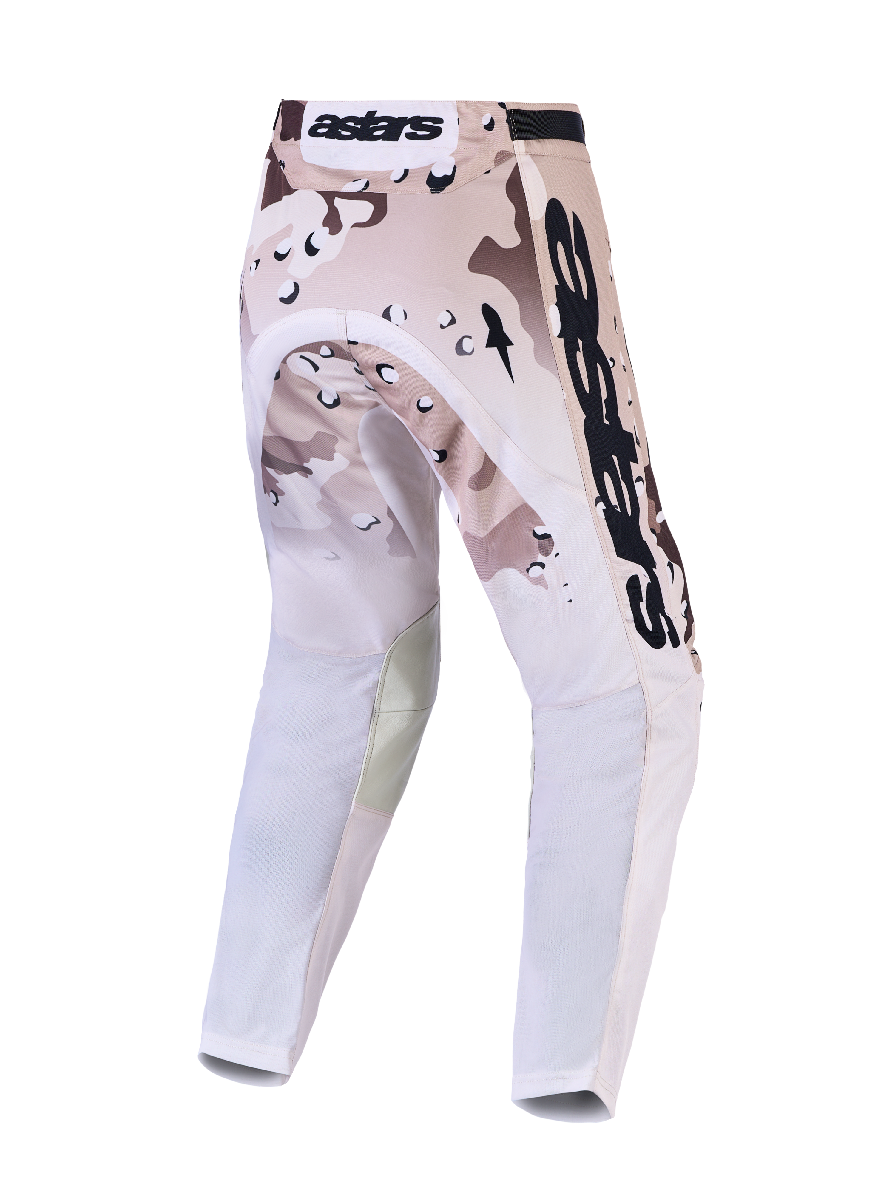 Pantalones Alpinestars Racer Lone para hombre, estilo motocross en camuflaje desierto y negro, con paneles traseros Stretchnet ventilados.
