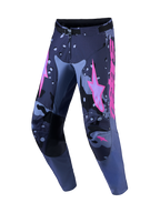 Alpinestars Racer Lone, pantalones de motocross para hombre, grises camo y morados, piernas precurvadas de politejido 600D