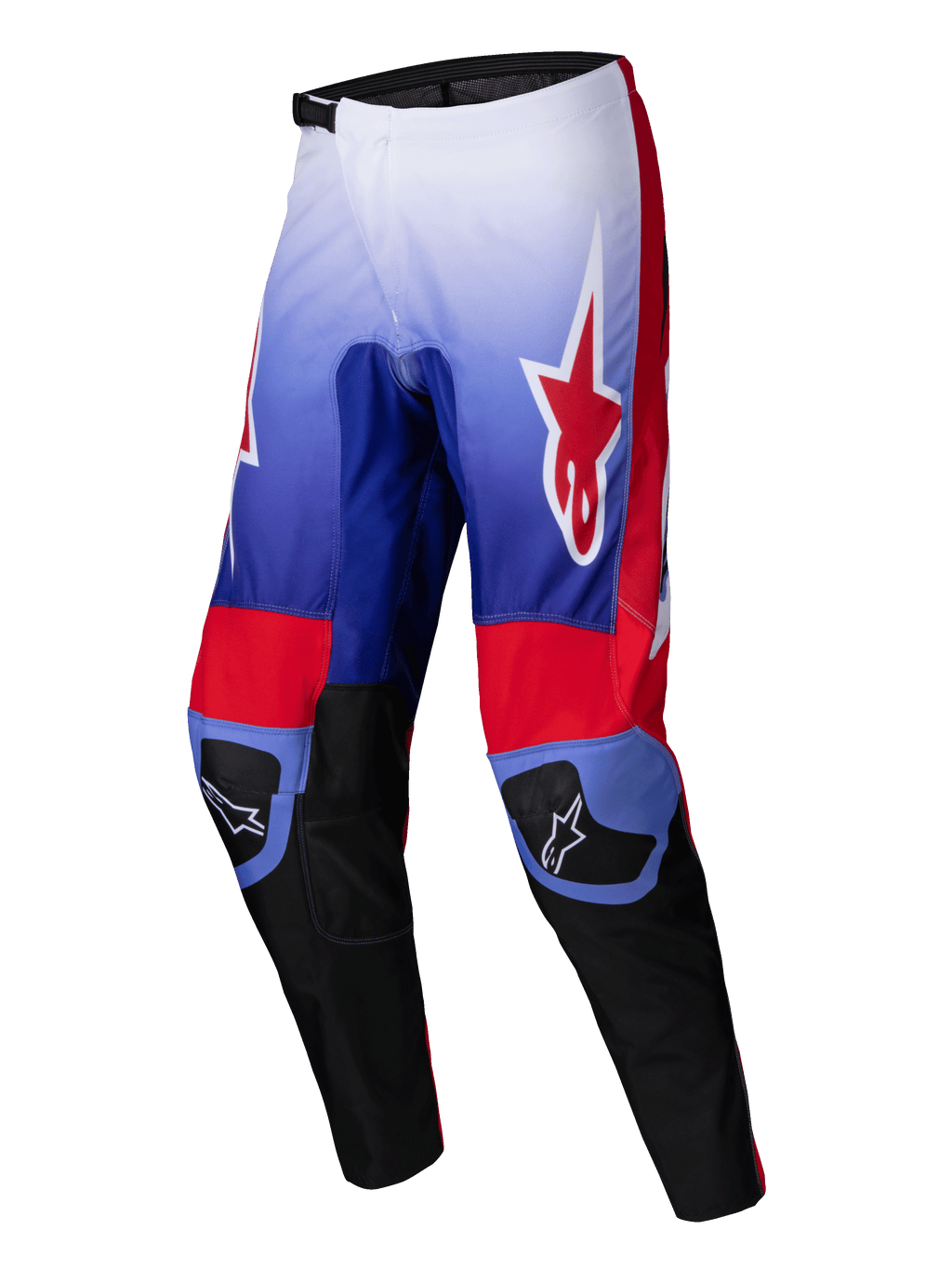 Alpinestars Pantalones Fluid Wurx 2025, pantalones de motocross para hombre, morados y rojos con detalles en negro, construcción de politejido 600D y paneles elásticos