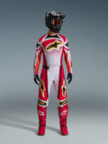 Alpinestars 2026 Techstar Nomur Gear Set, Motocross racing suit, Red white and black with yellow star logos, complete riding outfit featuring helmet, goggles, gloves, and boots, athletic race design for off-road performance