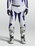Alpinestars Racer Air Amber, pantalones de motocross para hombre, blancos y azules, perforados para rendimiento off-road.
